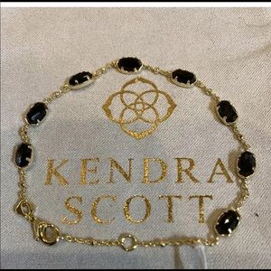 Kendra Scott Emilie Gold Chain Bracelet In Black Obsidian